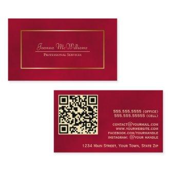 Elegant Crimson Red & Gold Professional QR Code