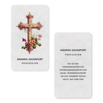 Elegant Cross with Pink Flowers