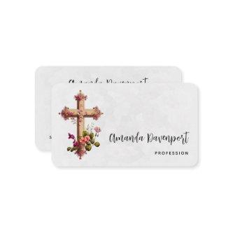 Elegant Cross with Pink Flowers