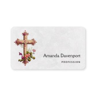Elegant Cross with Pink Flowers