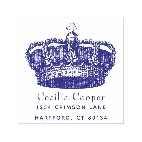 Elegant Crown Custom Design Logo or Return Address Self-inking Stamp