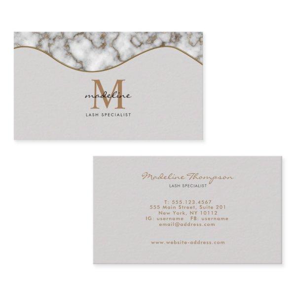 Elegant Crusted Gold Marble Black Gray Monogram