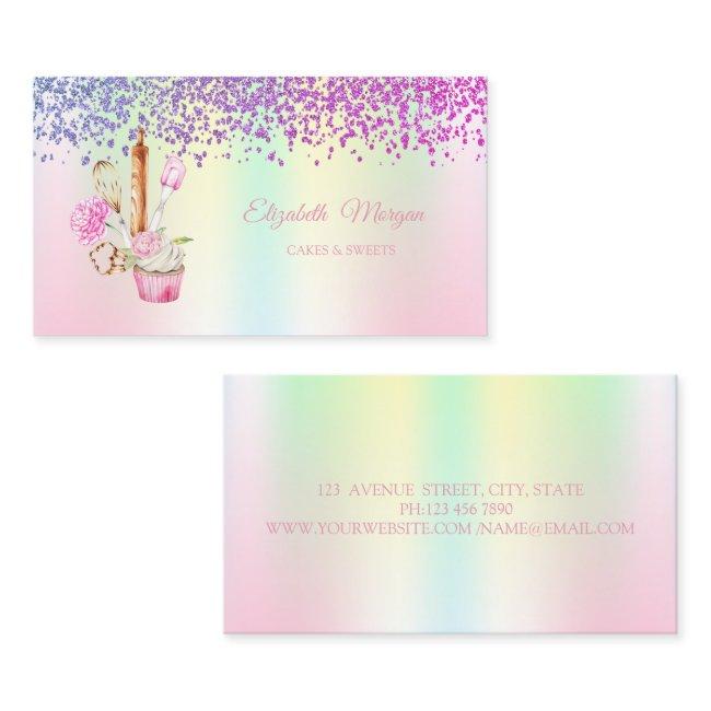 Elegant Cupcake,Bakery Tools Flowers Holographic