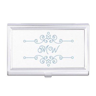 Elegant Curly Vintage Flourish Dusty Blue Monogram  Case