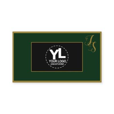 Elegant Custom Monogram and Logo Dark Green Black