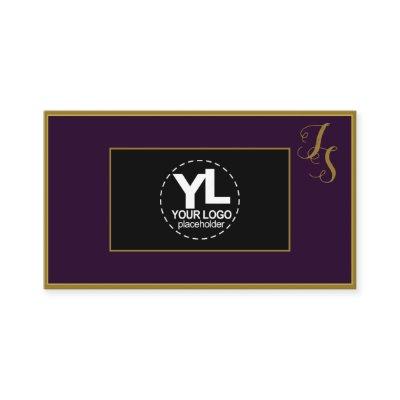 Elegant Custom Monogram and Logo Dark Purple Black
