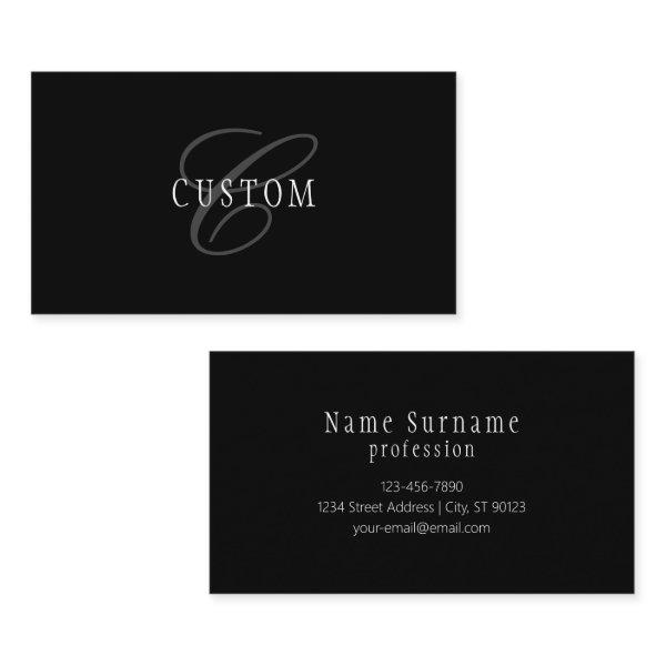 Elegant Customizable Monogram | Black Grey White