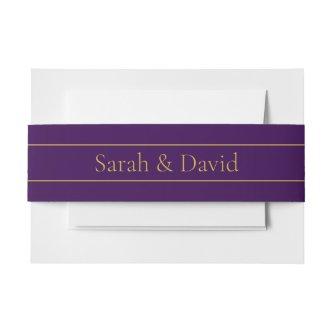 Elegant Customizable Text | Gold & Deep Purple Invitation Belly Band