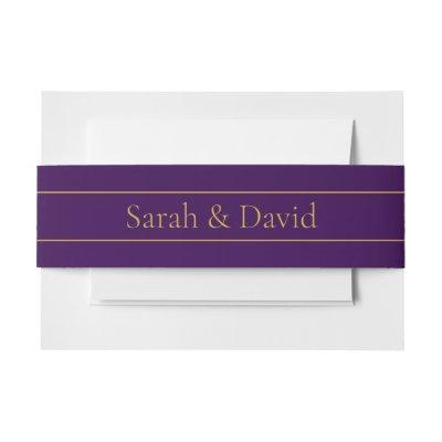 Elegant Customizable Text | Gold & Deep Purple Invitation Belly Band