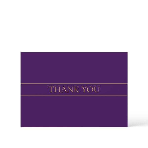 Elegant Customizable Text | Gold & Deep Purple Thank You Card