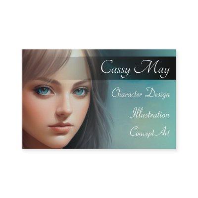 Elegant Cyan Water Color Character Artist