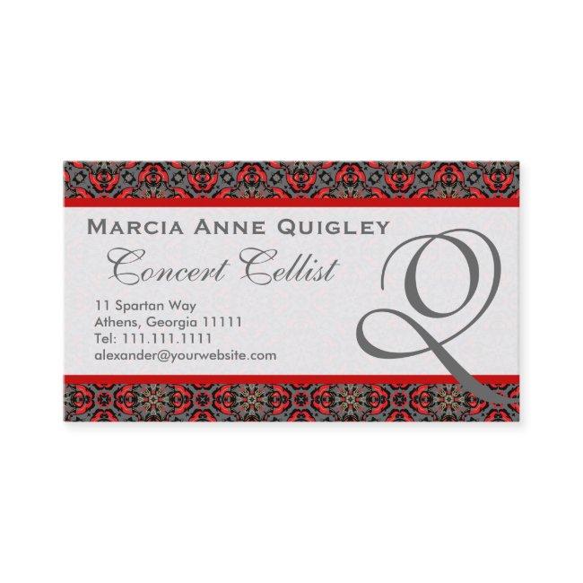 Elegant Damask Monogram Q