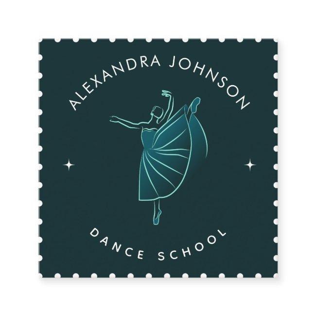 Elegant Dance School Dancer Silhouette Green Cool Square