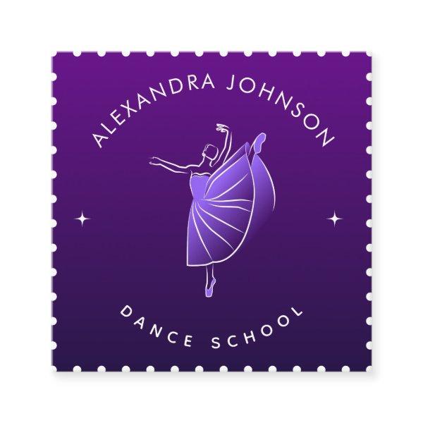 Elegant Dance School Dancer Silhouette Purple Cool Square