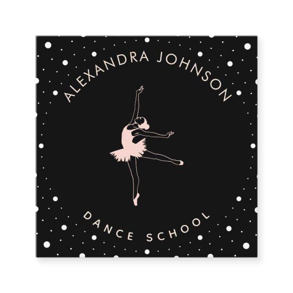 Elegant Dancer Ballerina Dotted Black & White Square