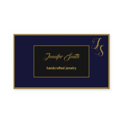 Elegant Dark Blue Black Custom Monogram and Logo