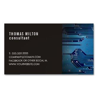 Elegant Dark Blue Circuit Board Photo Consultant  Magnet