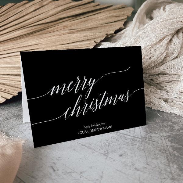 Elegant Dark Calligraphy Christmas Corporate Holiday Card