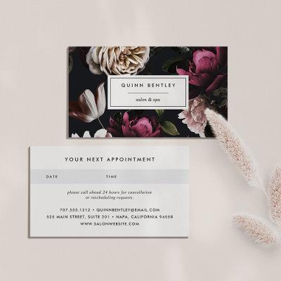 Elegant Dark Floral on Black Appointment Card