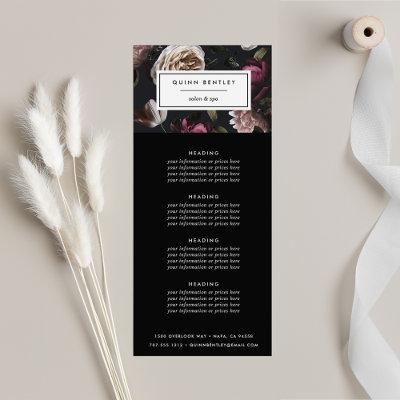 Elegant Dark Floral Pricing or Services Rack Card