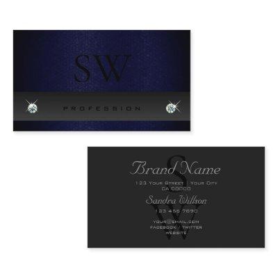 Elegant Dark Gray Blue Snake Pattern with Monogram