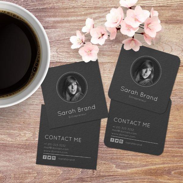 Elegant Dark Personal Photo Square