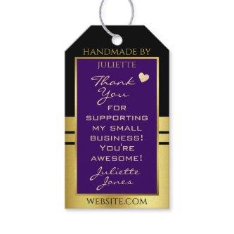 Elegant Dark Purple and Gold with Cute Tiny Heart Gift Tags