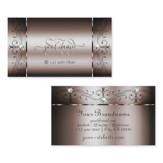 Elegant Dark Rose Gold Squiggled Jewels Monogram