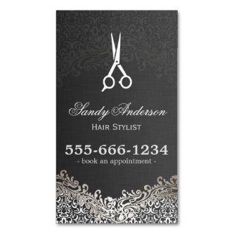 Elegant Dark Silver Damask Hair Salon Appointment Magnetic