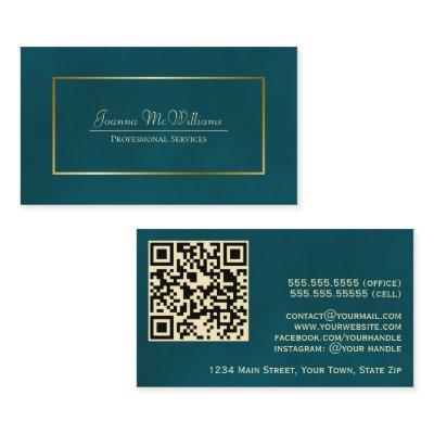 Elegant Dark Teal & Gold Professional QR Code