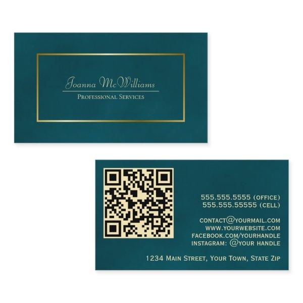 Elegant Dark Teal & Gold Professional QR Code