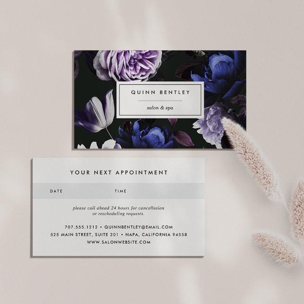 Elegant Dark Violet Floral Appointment Card