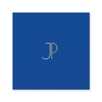 Elegant Deep Blue Modern Monogram Template Luxury Square