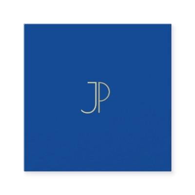 Elegant Deep Blue Modern Monogram Template Luxury Square