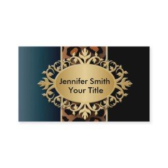 Elegant Denim Blue and Black Leopard Print