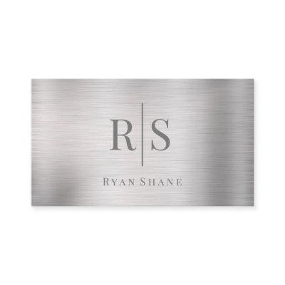 Elegant DIY Grey Monogram & Name, Brushed Silver