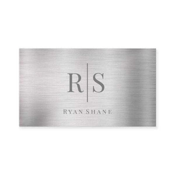 Elegant DIY Grey Monogram & Name, Brushed Silver