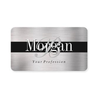 Elegant DIY Monogram Name, Brushed Steel &Black