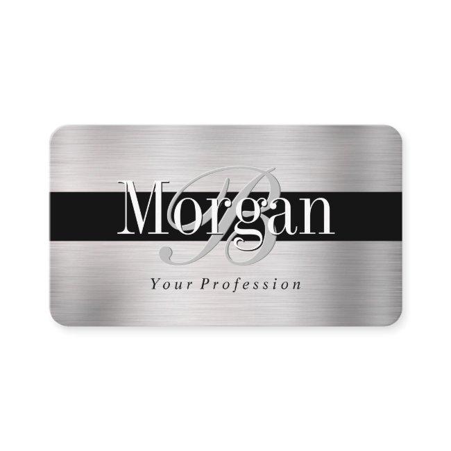 Elegant DIY Monogram Name, Brushed Steel &Black