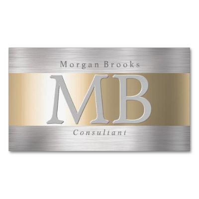 Elegant DIY Monogram Name, Brushed Steel & Gold  Magnet