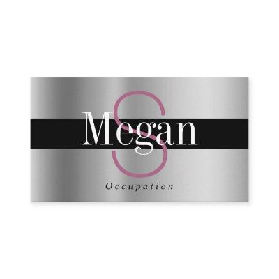 Elegant DIY Monogram Name Silver & Black Stripe