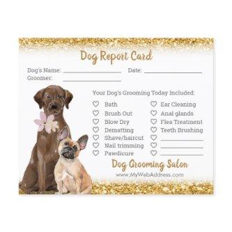 Elegant Dog Grooming Report Card with Gold Glitter Flyer