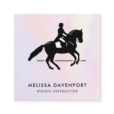 Elegant Dressage Rider on a Watercolor Background Square