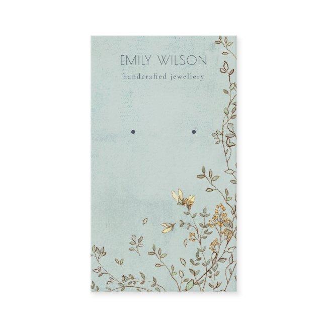 Elegant Dusky Floral Aqua Stud Earring Display