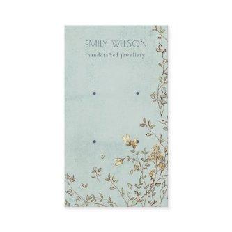 Elegant Dusky Floral Aqua Stud Earring Display
