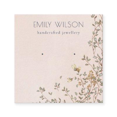 Elegant Dusky Floral Blush Stud Earring Display Square