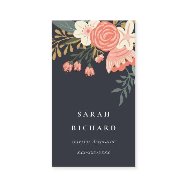 Elegant Dusky Orange Blush Black Ambrosia Floral