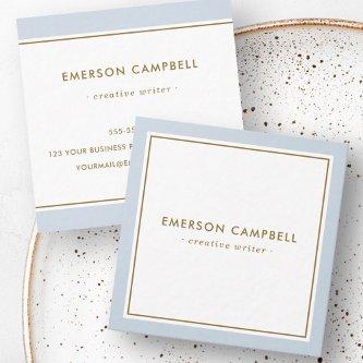 Elegant dusty blue border minimal professional square