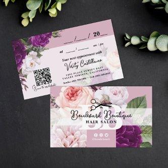 Elegant Dusty Mauve Floral Hair Appointment QR
