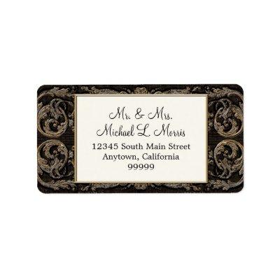 Elegant Ebony Black Baroque Wedding Return Address Label